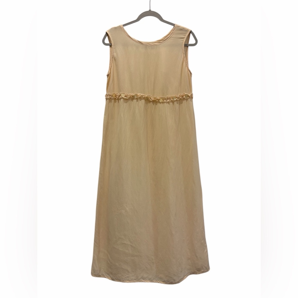 Earth Song Romantic Cottagecore Butter Yellow Shift Maxi Dress Size 10 FLAW